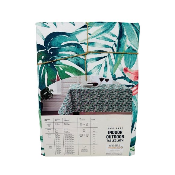 Tommy Bahama Tablecloth Tropical Leaves Flowers 60" x 84" Easy Care Indoor Outd - Picture 2 of 3